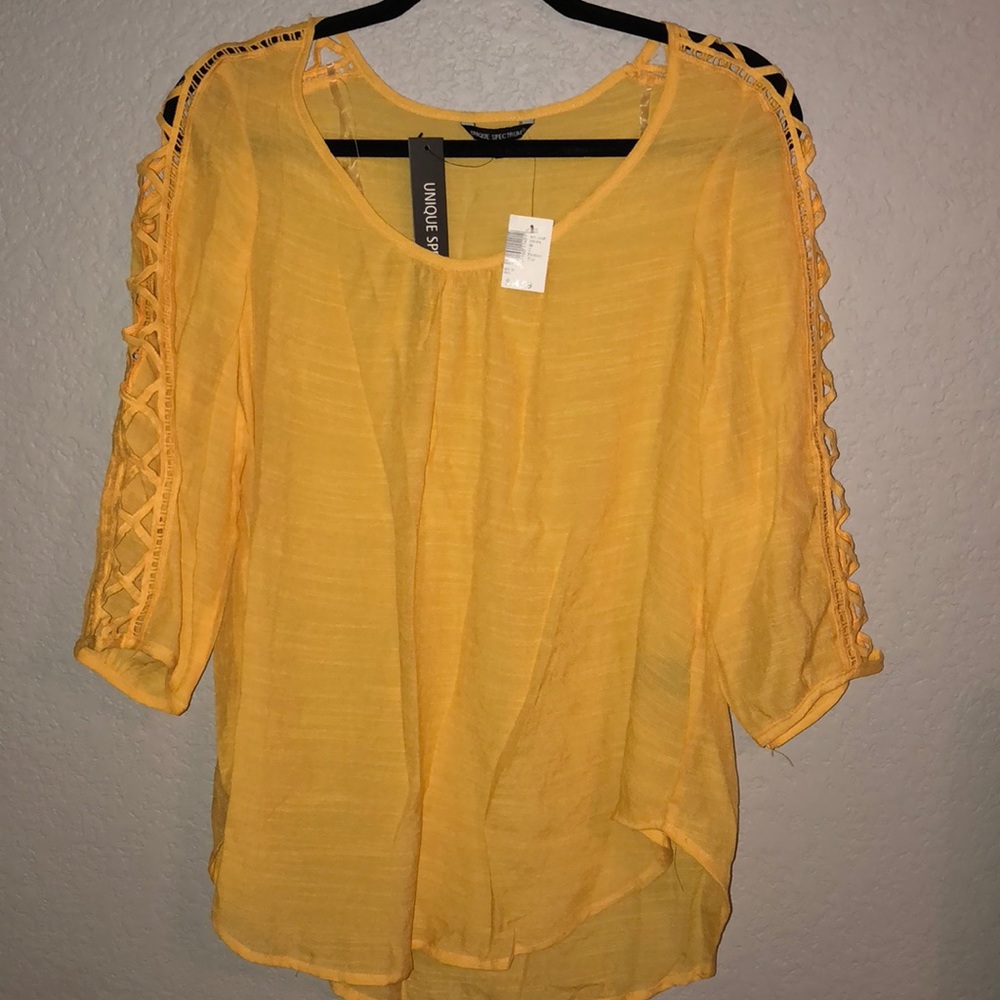 NWT Unique Spectrum dark yellow blouse - Picture 1 of 5